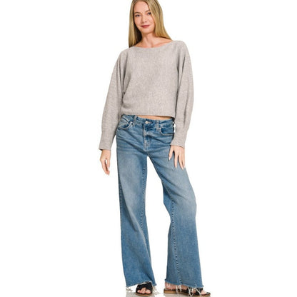 Boat Neck Balloon Sleeve Sweater