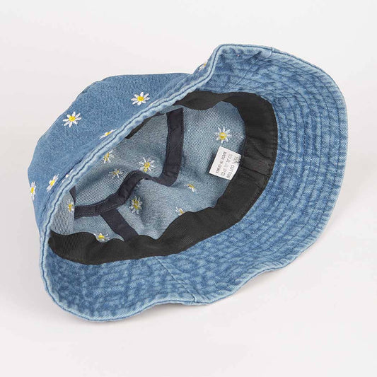 Denim Flower Embloidery Bucket Hat - The Feral Market