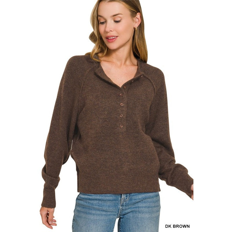 Half Button Henley Sweater