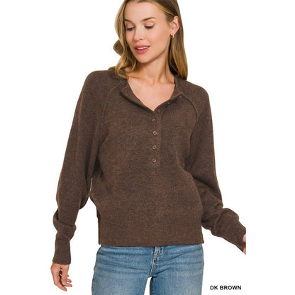 Half Button Henley Sweater