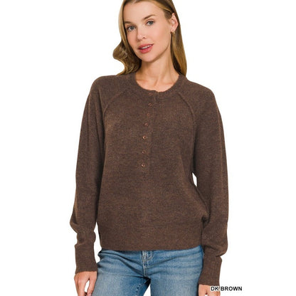 Half Button Henley Sweater