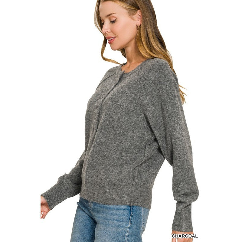 Half Button Henley Sweater