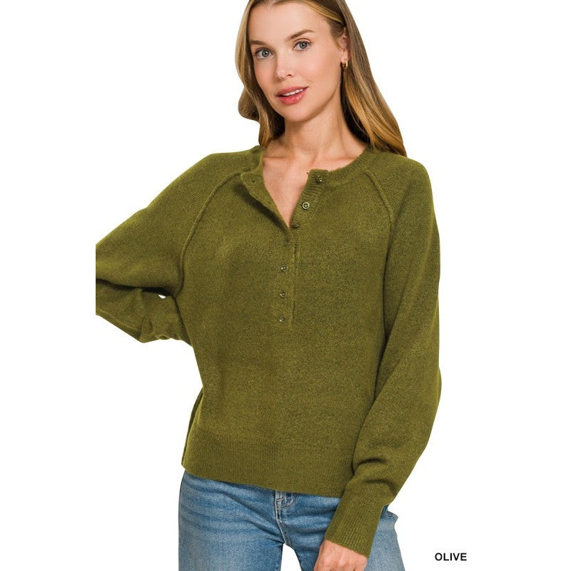 Half Button Henley Sweater