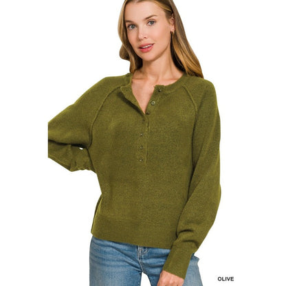 Half Button Henley Sweater