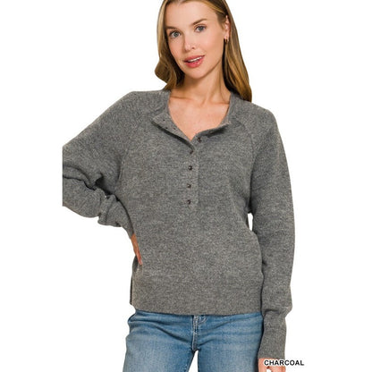 Half Button Henley Sweater