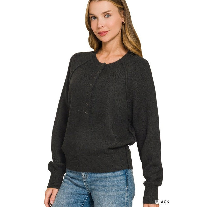 Half Button Henley Sweater