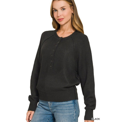 Half Button Henley Sweater