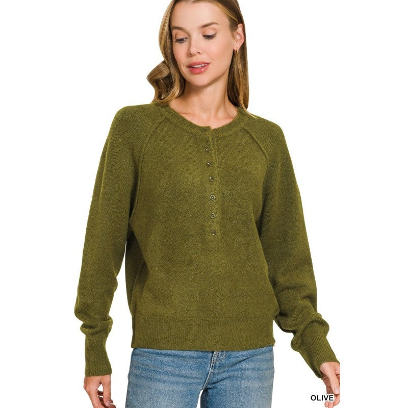 Half Button Henley Sweater