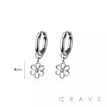 STAINLESS STEEL HUGGIE/HOOP CENTER CZ HOLLOW FL