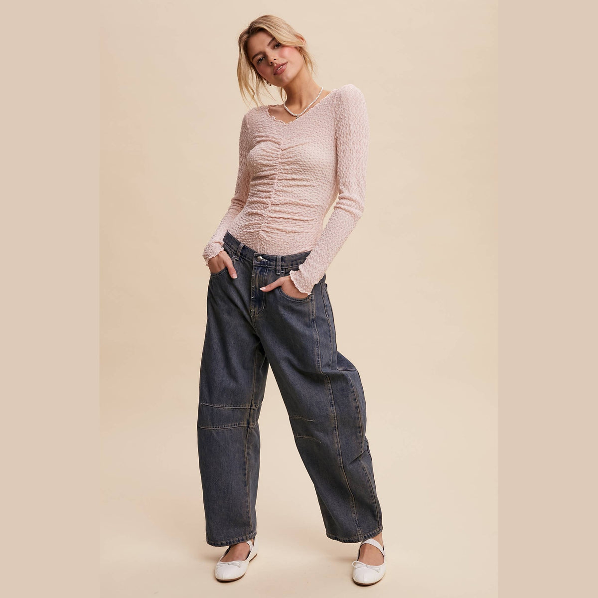 Textured Stretch Long-Sleeve Layering Top - The Feral Market