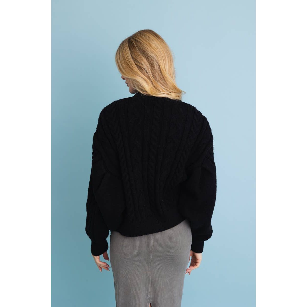 Chunky Cable Knit Button-Up Cropped Cardigan - The Feral Market