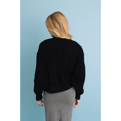 Chunky Cable Knit Button-Up Cropped Cardigan - The Feral Market