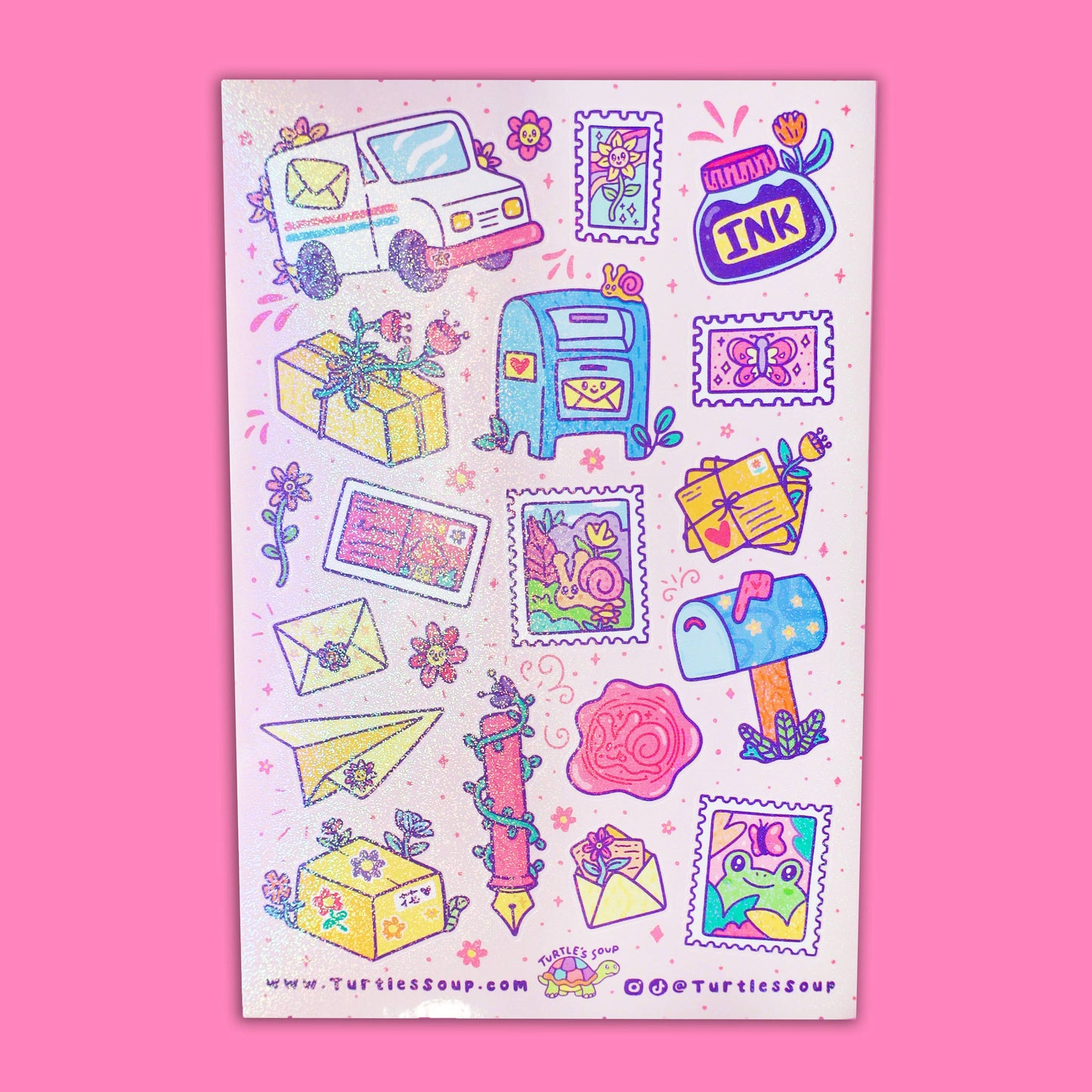 Happy Mail Cute Postage Pen Pal Vinyl Sticker Sheet