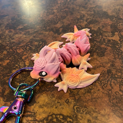 3D Printed Baby Rose Dragon Keychain