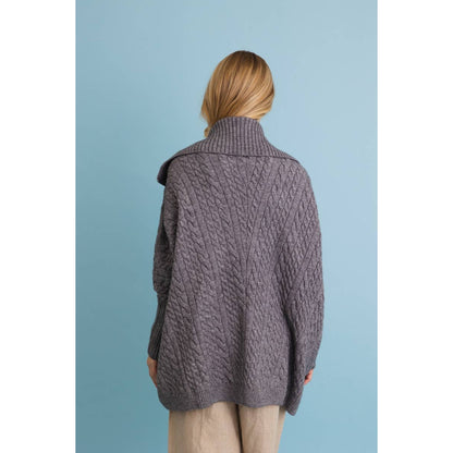 Chunky Cable Knit Oversized Poncho Cardigan