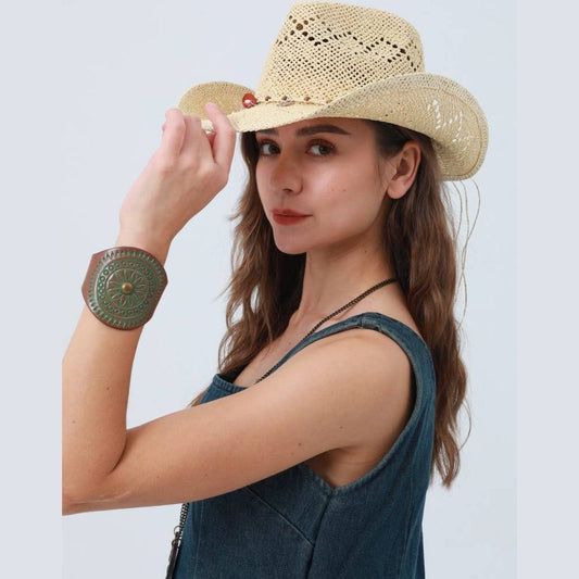 Woven Brim Cowboy Hat: Textured Western Hat