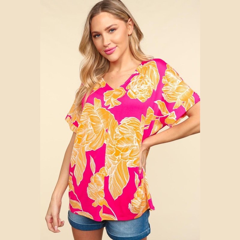 Tropical Floral Dolman Top