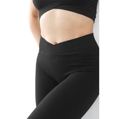 Ribbed Crossover Waistband Leggings