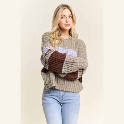 Horizontal Striped Crew Neck Sweater