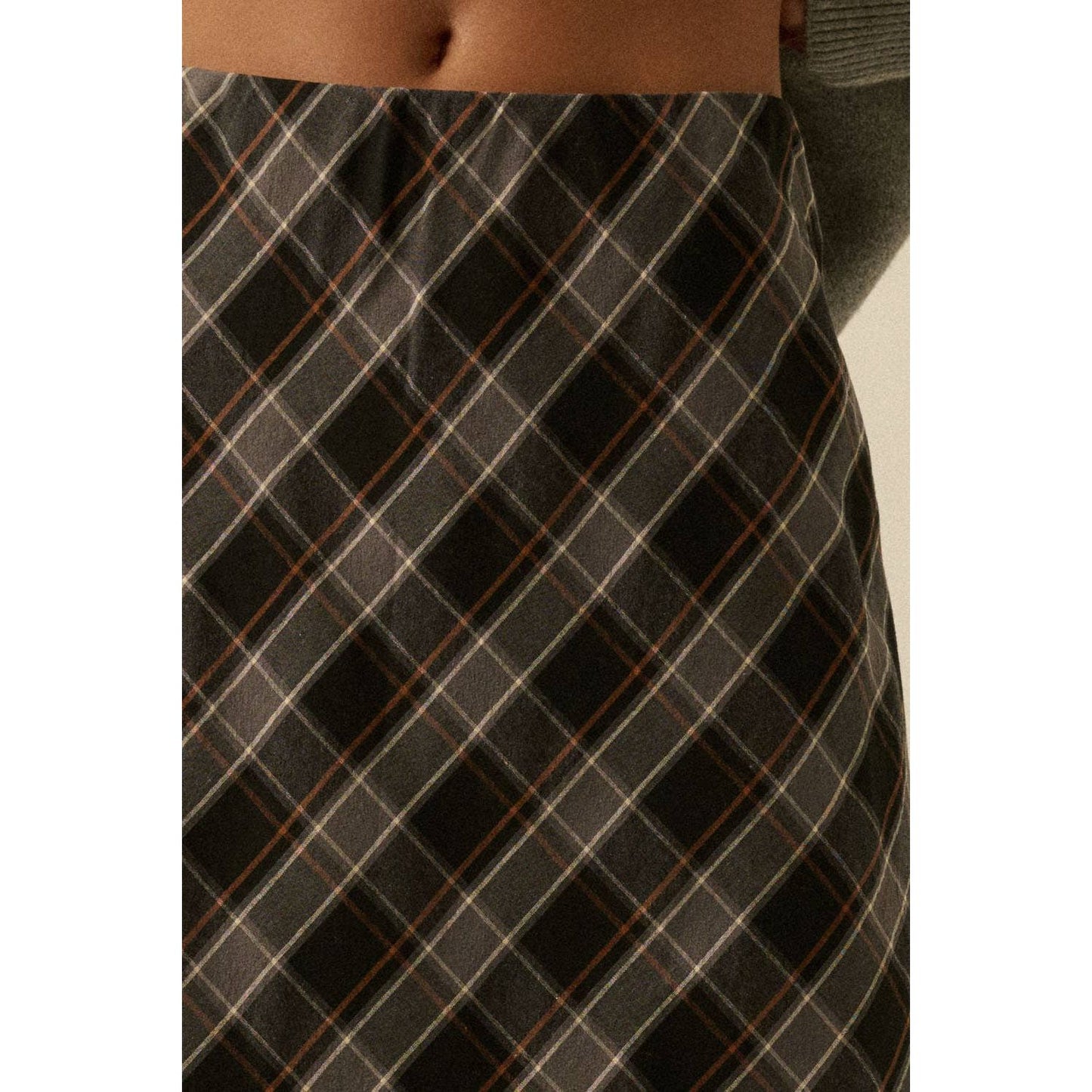 Ombre Dip-Dye Plaid Bias-Cut Maxi Skirt - The Feral Market