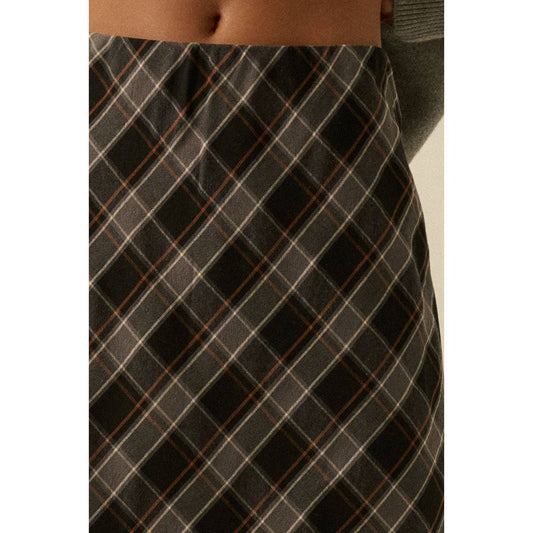 Ombre Dip-Dye Plaid Bias-Cut Maxi Skirt