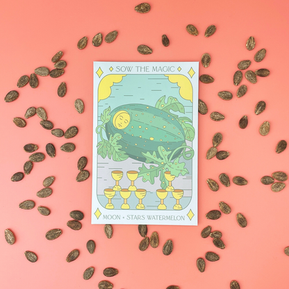 Moon and Stars Watermelon Tarot Seed Packet