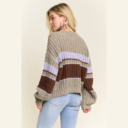 Horizontal Striped Crew Neck Sweater