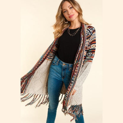 Rainbow Tassel Sweater Cardigan