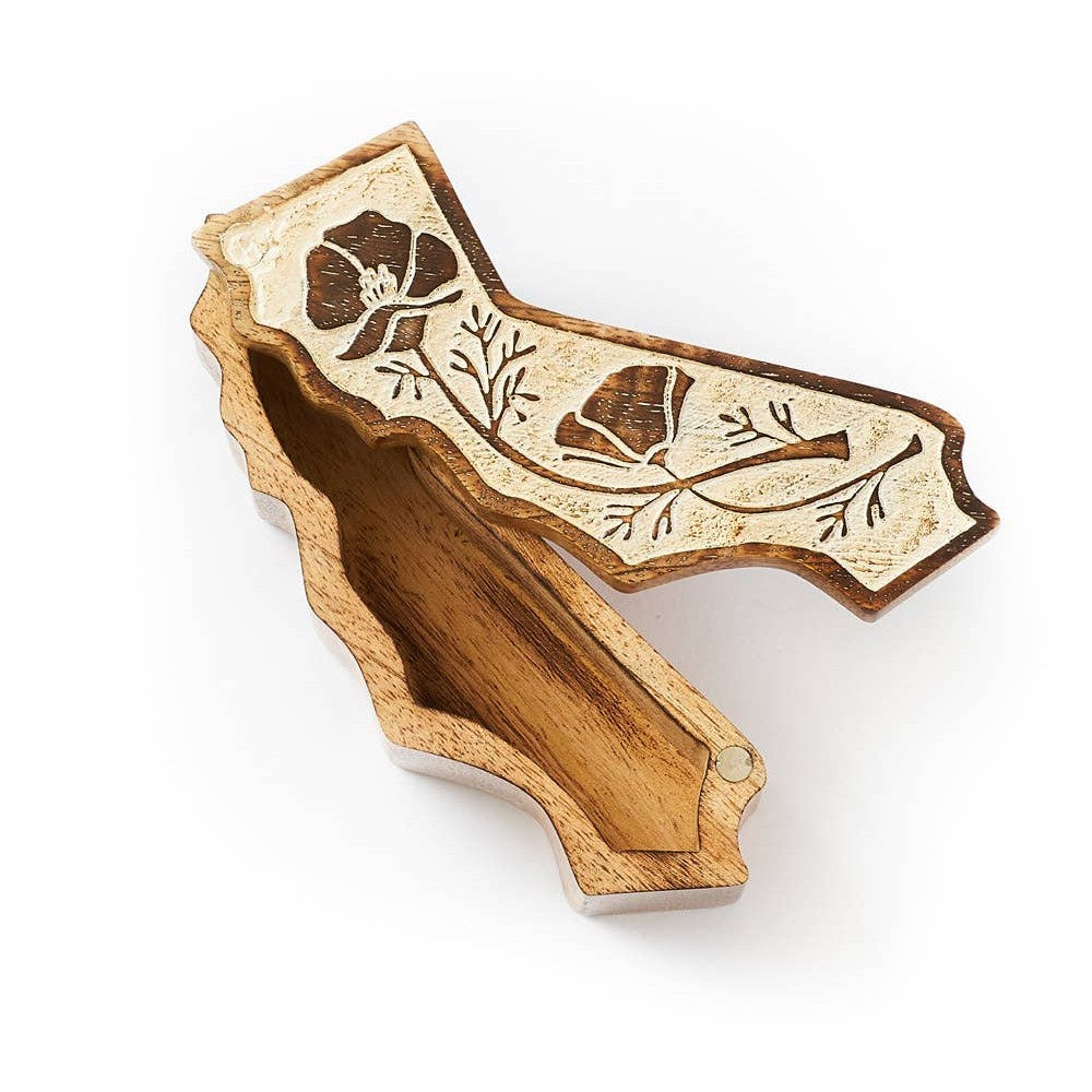 California Poppy Keepsake Box - Hand Carved State Flower - The Feral Market