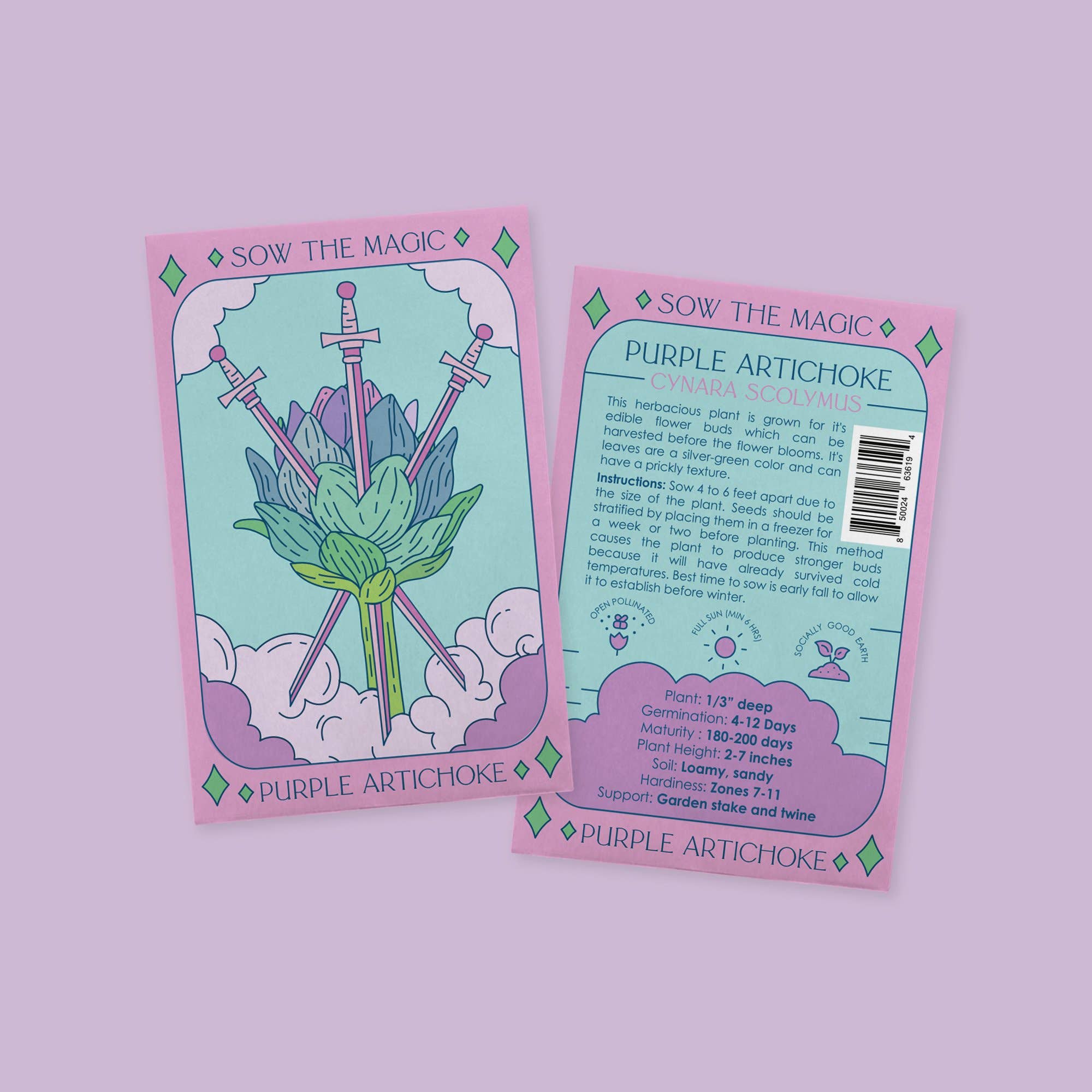 Purple Artichoke Tarot Garden + Gift Seed Packet - Thumbnail 2