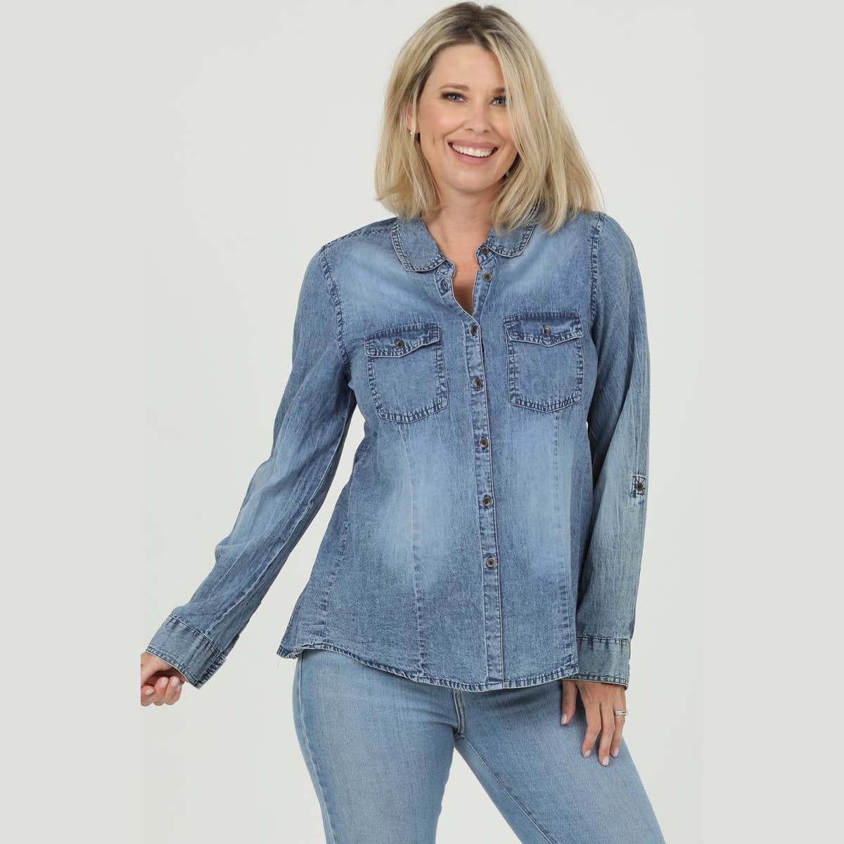 Floral Filagree Embroidered Denim Shirt - The Feral Market