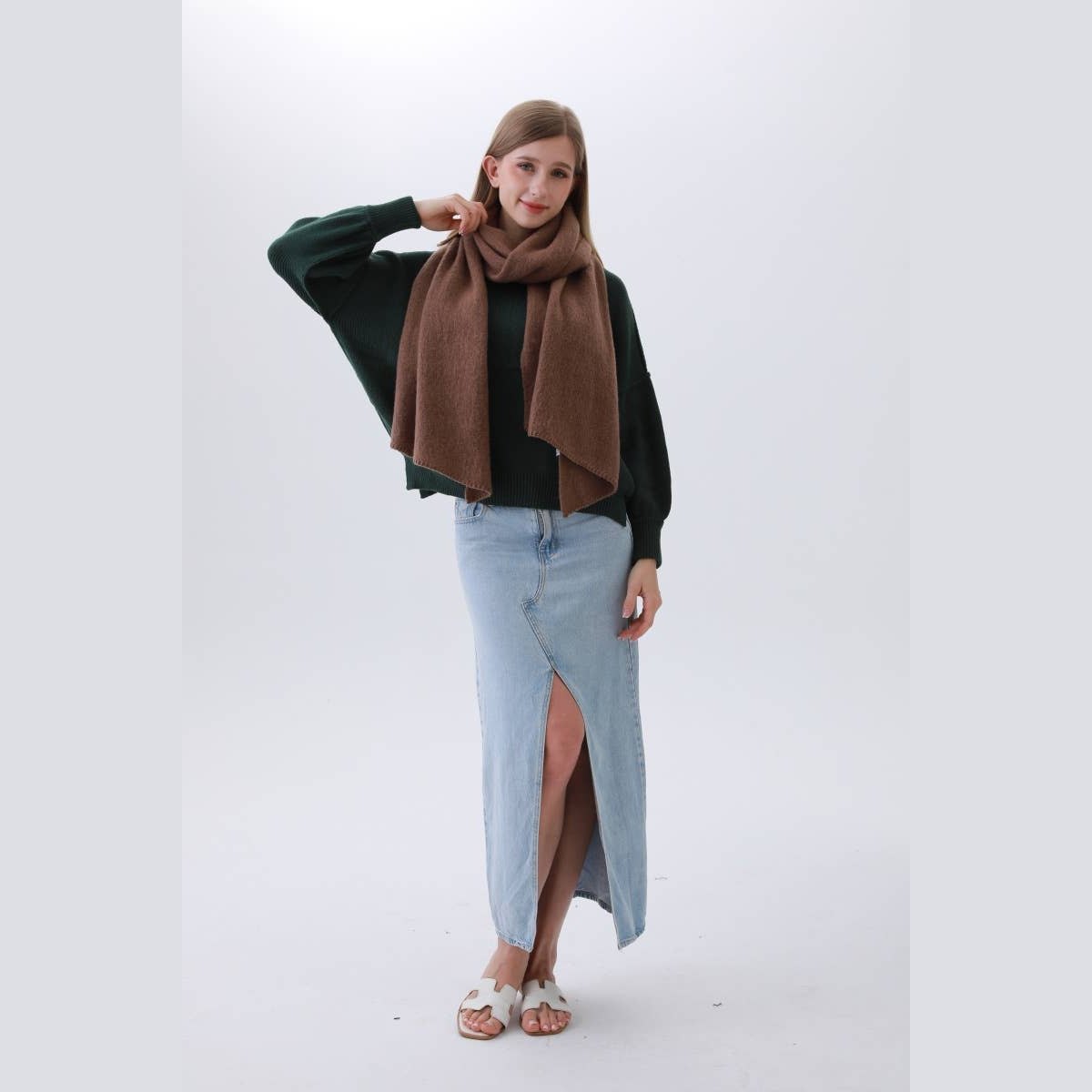Solid Woven Bias-Cut Scarf - The Feral Market