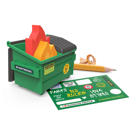 TRASH TALK Dumpster Fire Sharpener and Flame Erasers