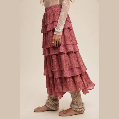 Lace Tiered Maxi Skirt