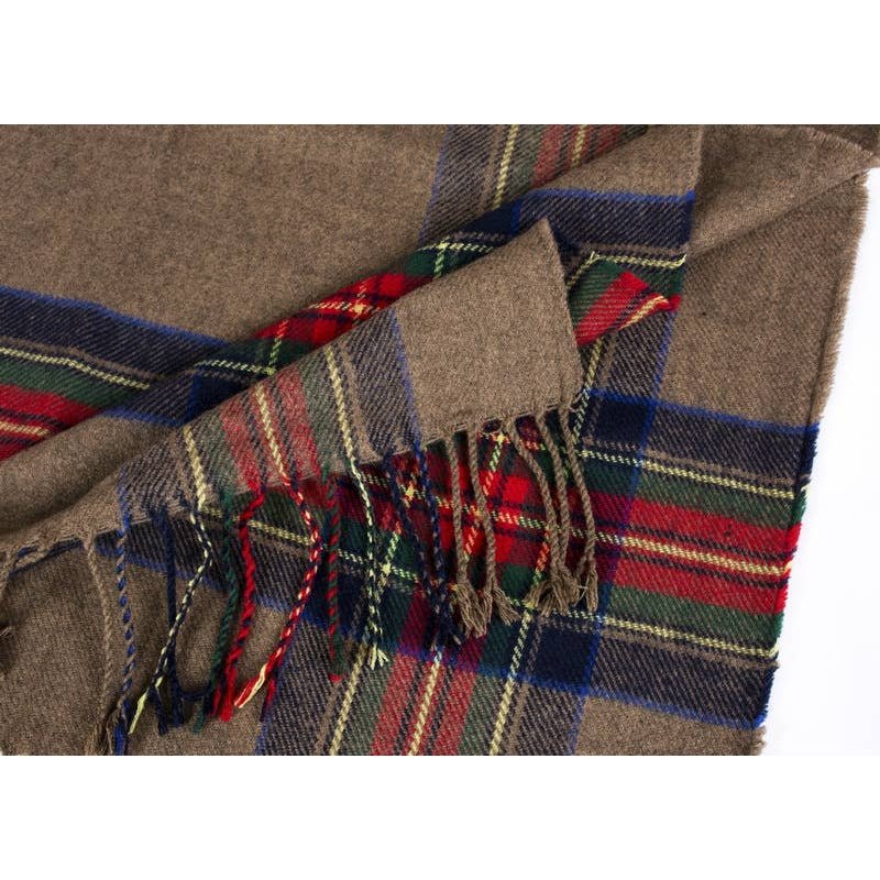 Classic plaid faux wool tartan hooded ruana fringed shawl