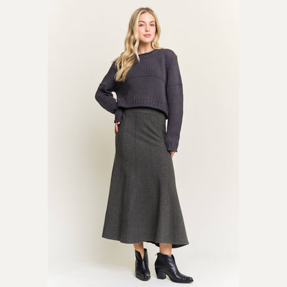 Vertical Seams Midi Skirt