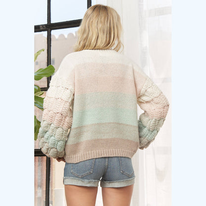 Rainbow Puff Sleeve Sweater