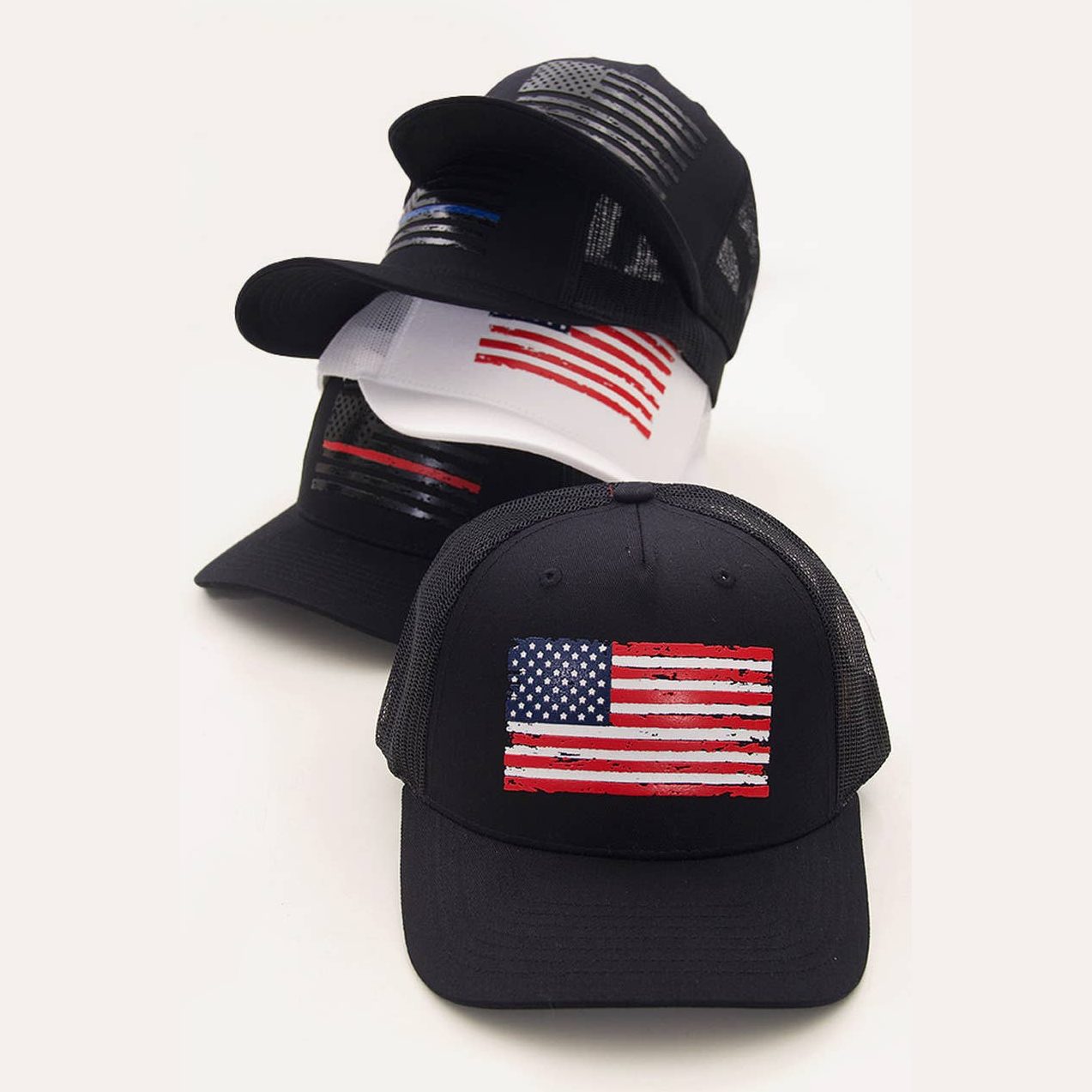 Flag Flat Uv Print Mesh Back American Flag Baseball Cap