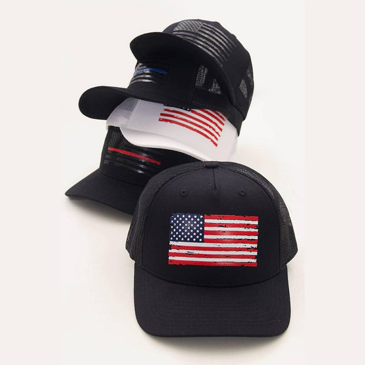 Flag Flat Uv Print Mesh Back American Flag Baseball Cap