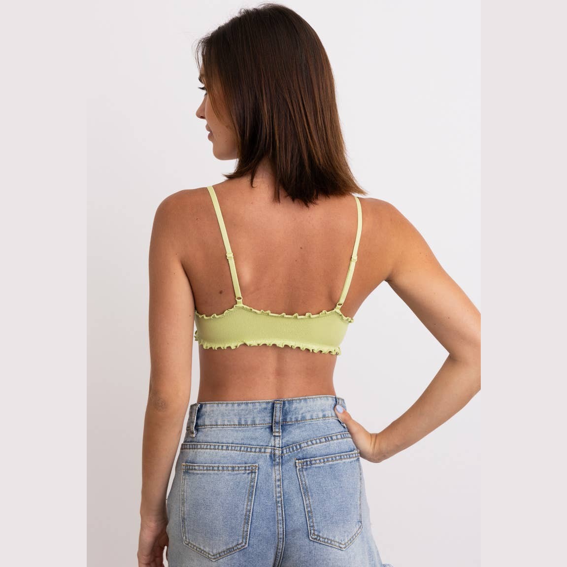 Seamless Lettuce Edge Bow Tie Triangle Bralette