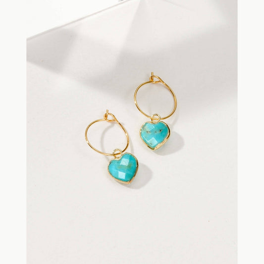 Conversation Heart Mini Hoop Earrings - Turquoise