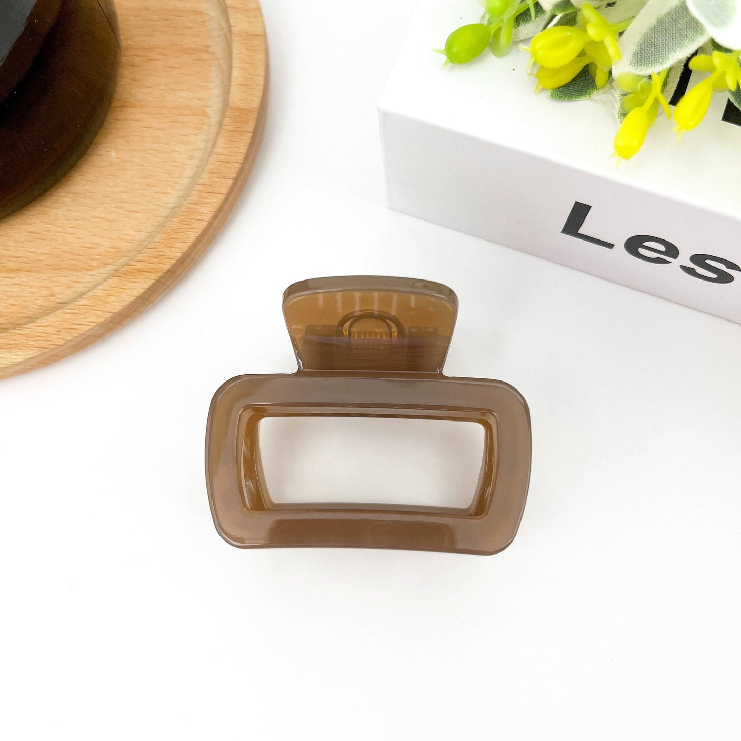 Square Thickened Hair Clip, Brown Series Claw Clip