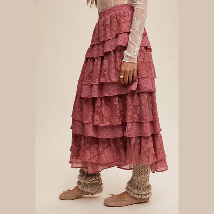 Lace Tiered Maxi Skirt