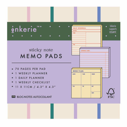 Inkerie Set of 3 Sticky Note Memo Pads - The Feral Market