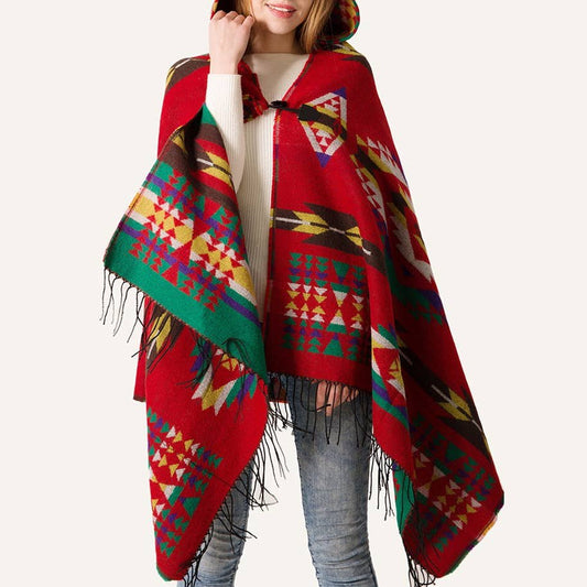 Aztec Print Hooded Wrap