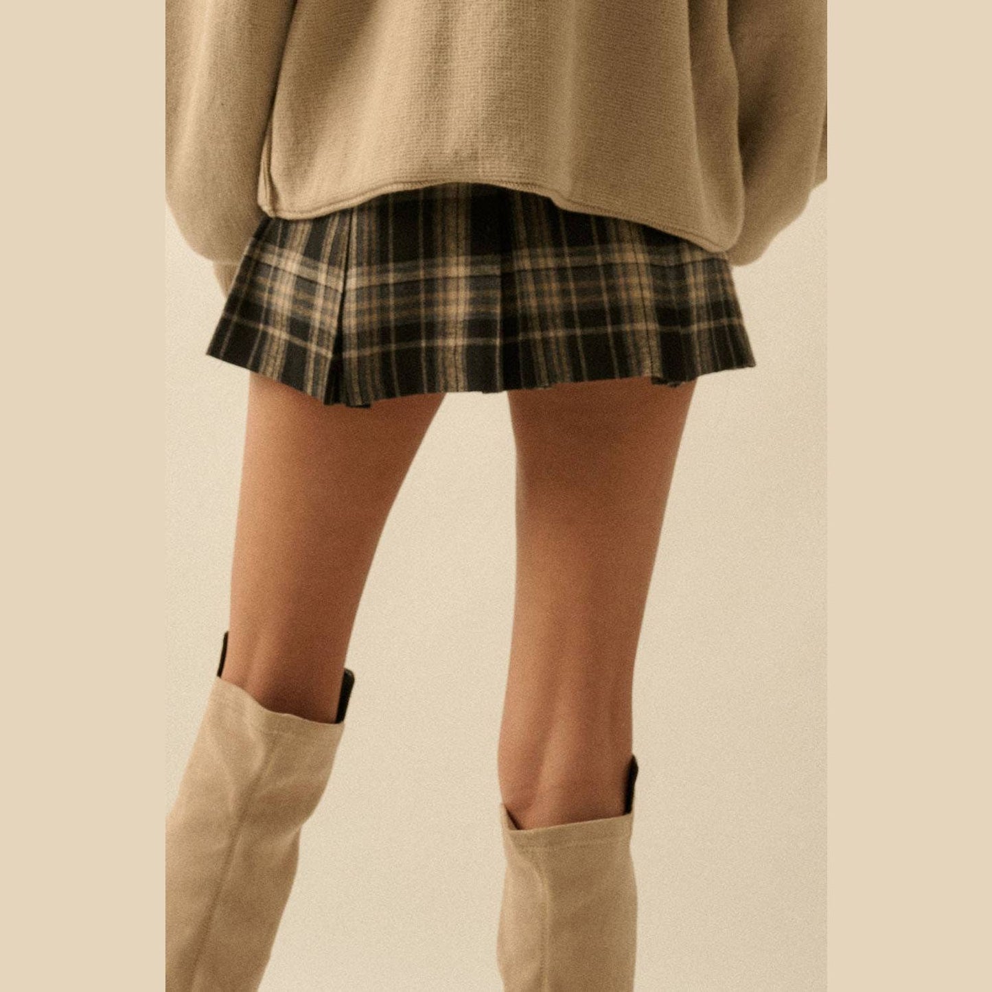 Plaid Flannel Pleated Mini Skort