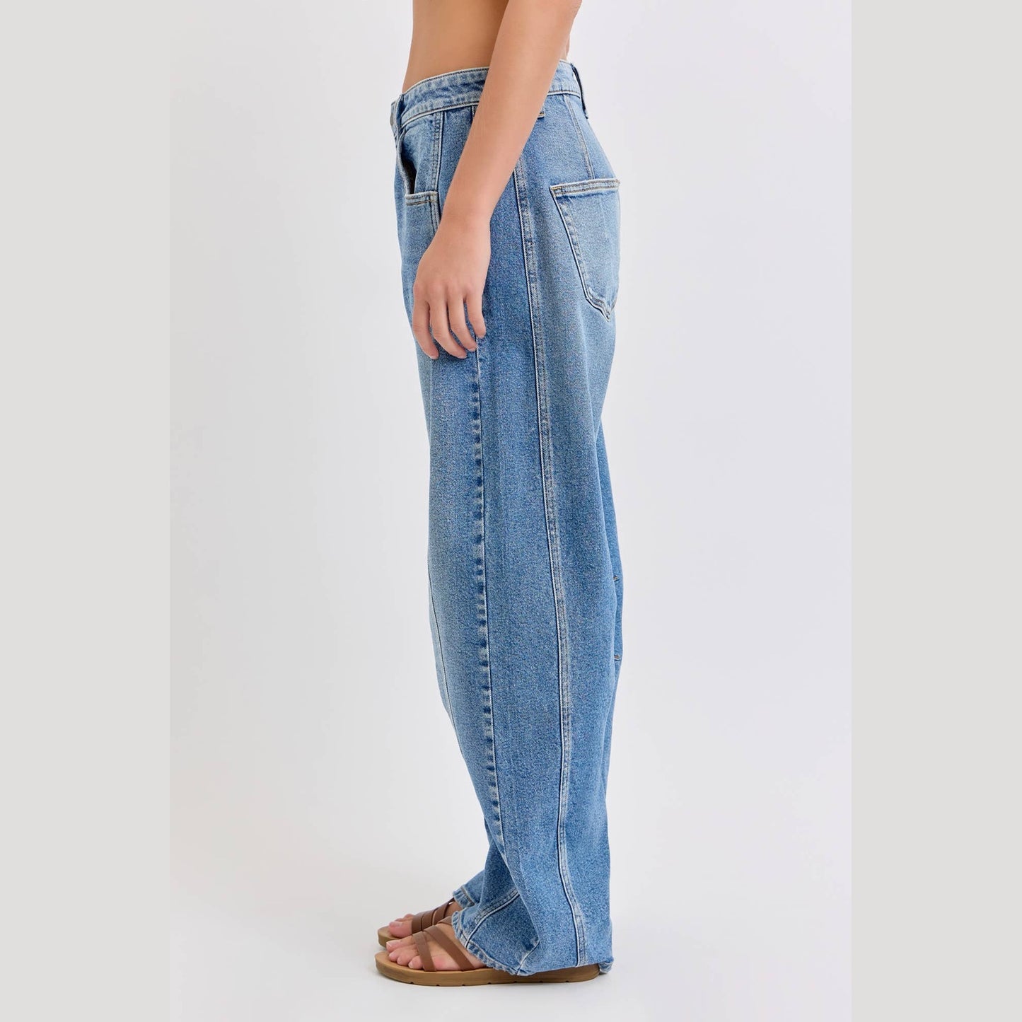 Barrel Leg Mid Waisted with Long Inseam