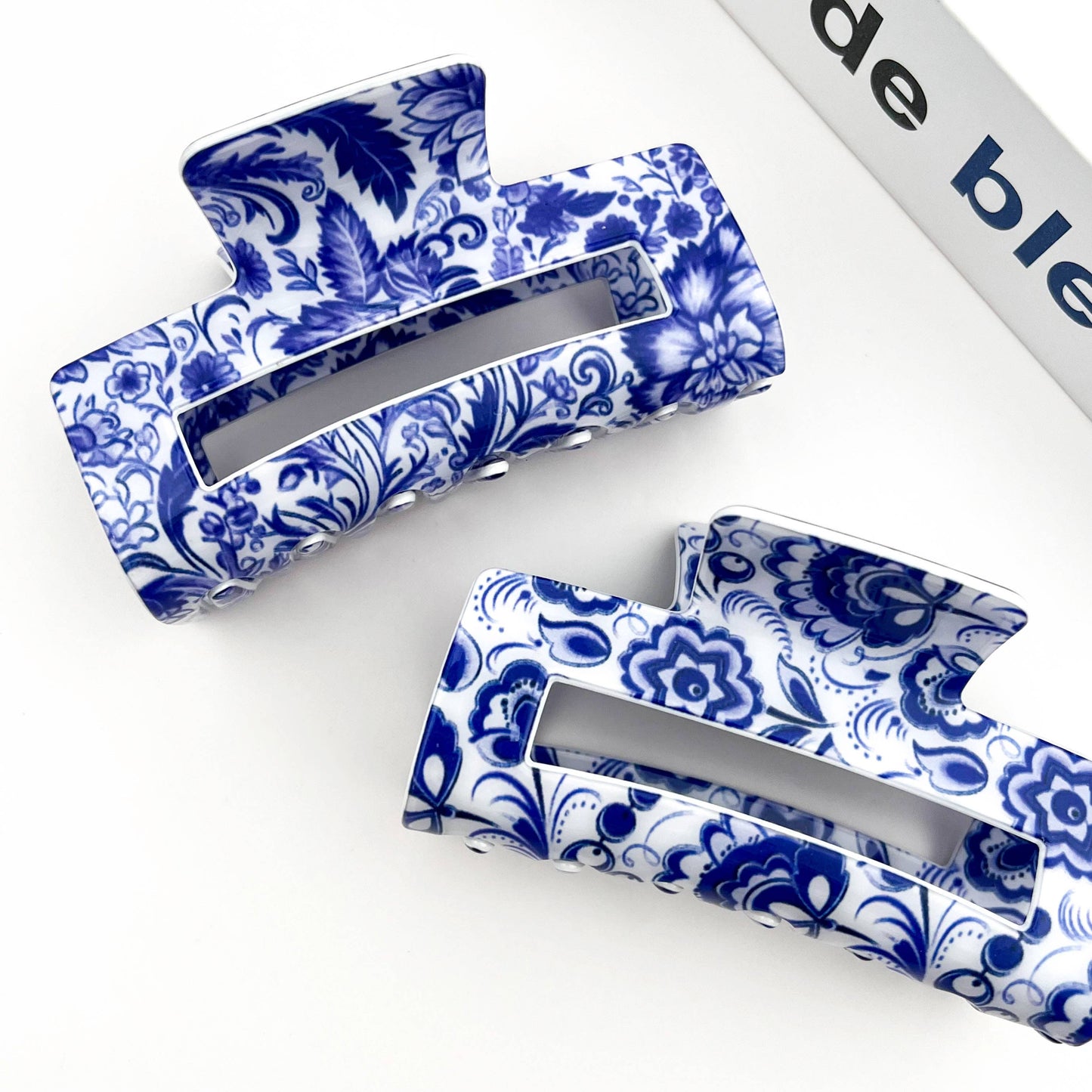 Blue and White Porcelain Pattern Hair Claw Clip - The Feral Market