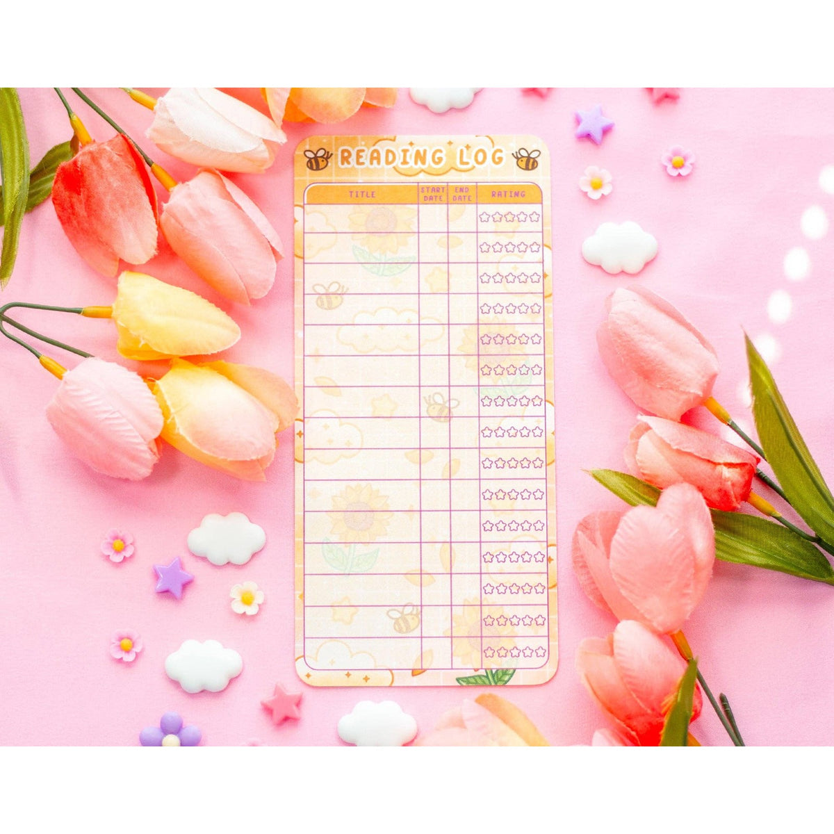 Sunflower Dreams Reading Log Bookmark