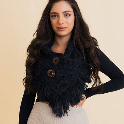 Heathered Shoulder Warmer With Coco Buttons